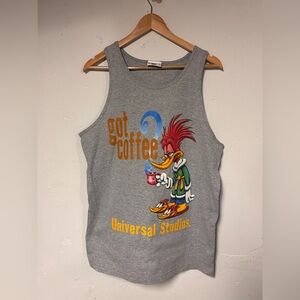 Vintage Woody Woodpecker Got Coffee Graphic Tank Top Mens Gray Large Universal